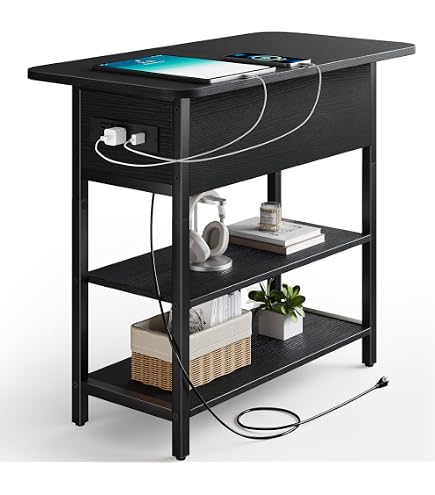 Amazon.com: HOOBRO End Table with Charging Station, Flip Top Side